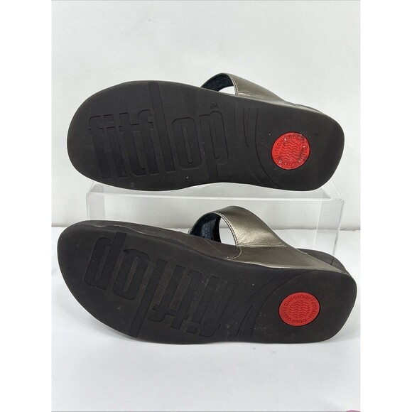 Fitflop Sandals Petra Womens Sz 11 Brown Metallic Gold Toe Post Embellished READ - Picture 10 of 11